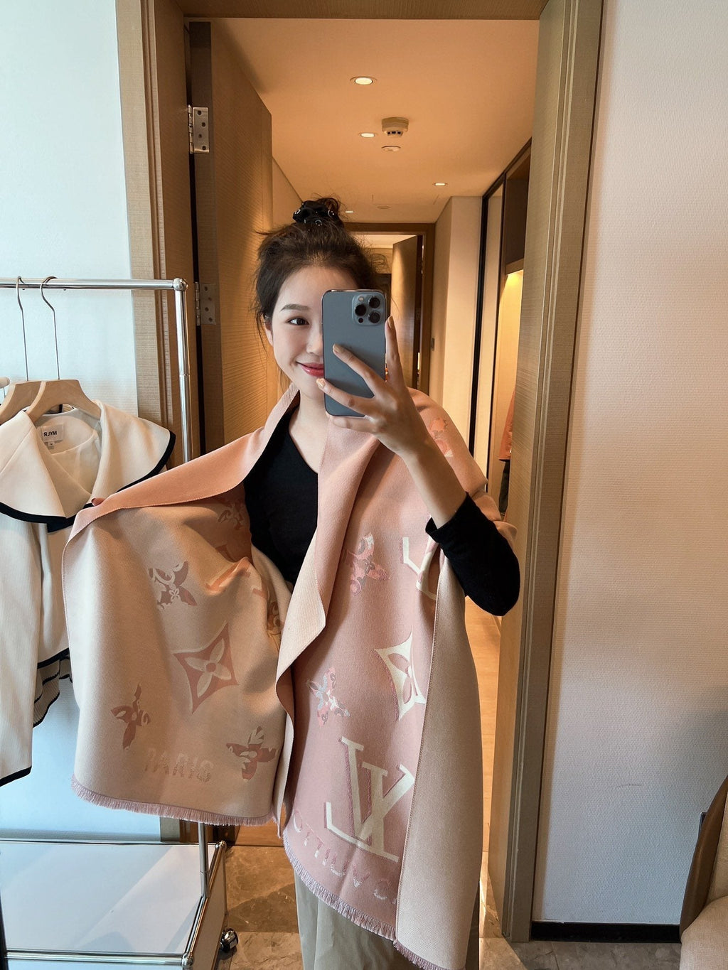 Louis Vuitton Monogram Fringed Shawl