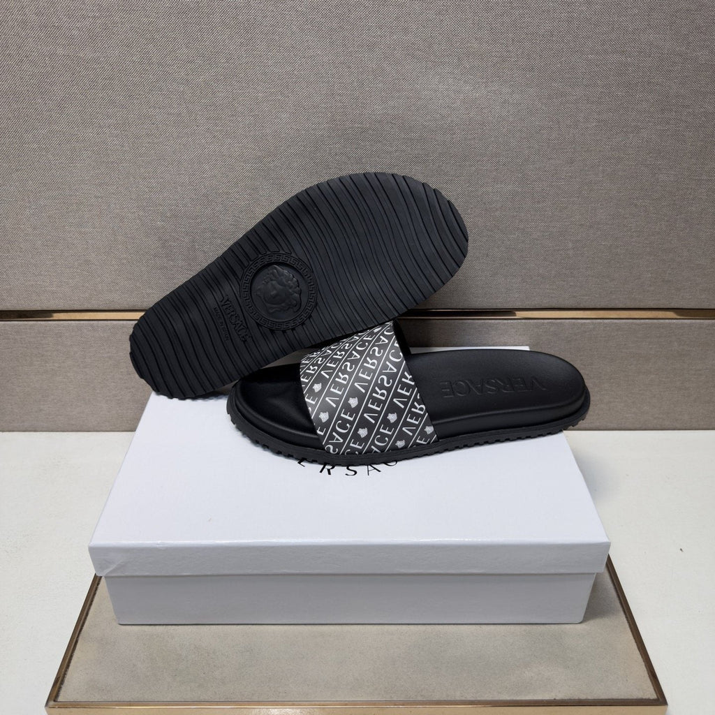 Versace Silver Logo Slide Sandals