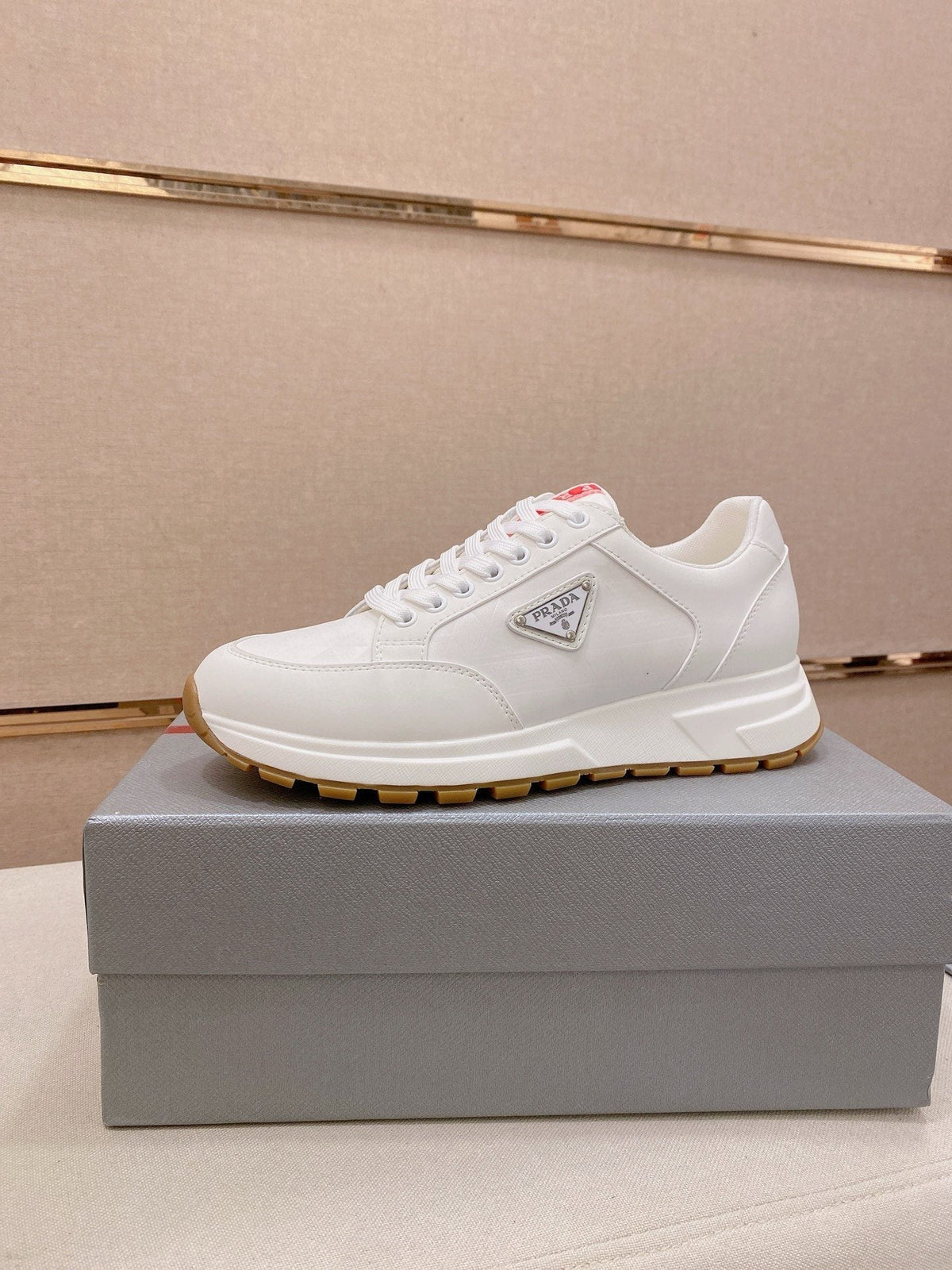 Prada White Gum Sole Sneakers