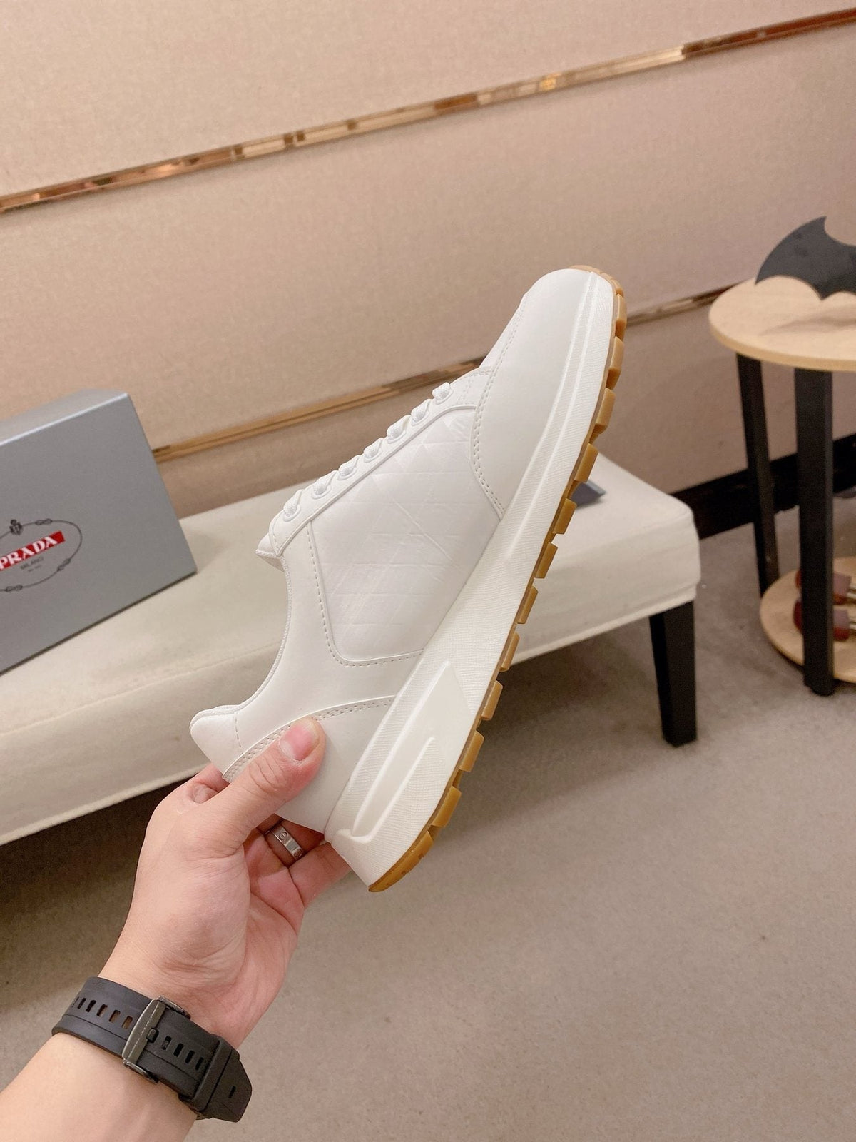 Prada White Gum Sole Sneakers