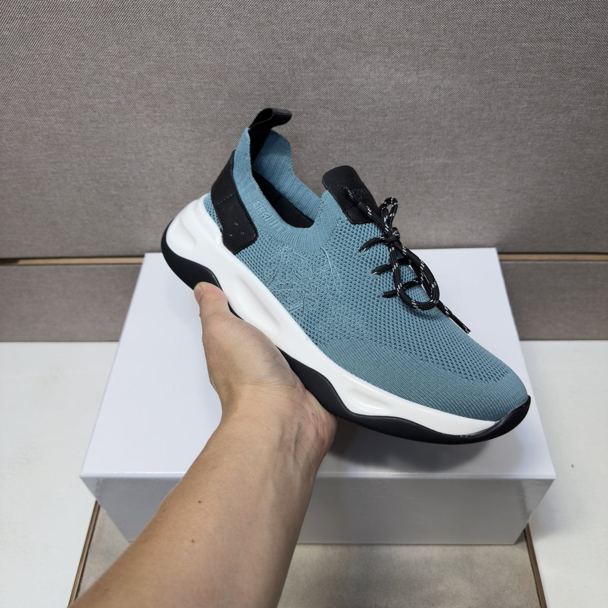 Berluti Dusty Blue Lace-Up Sneakers