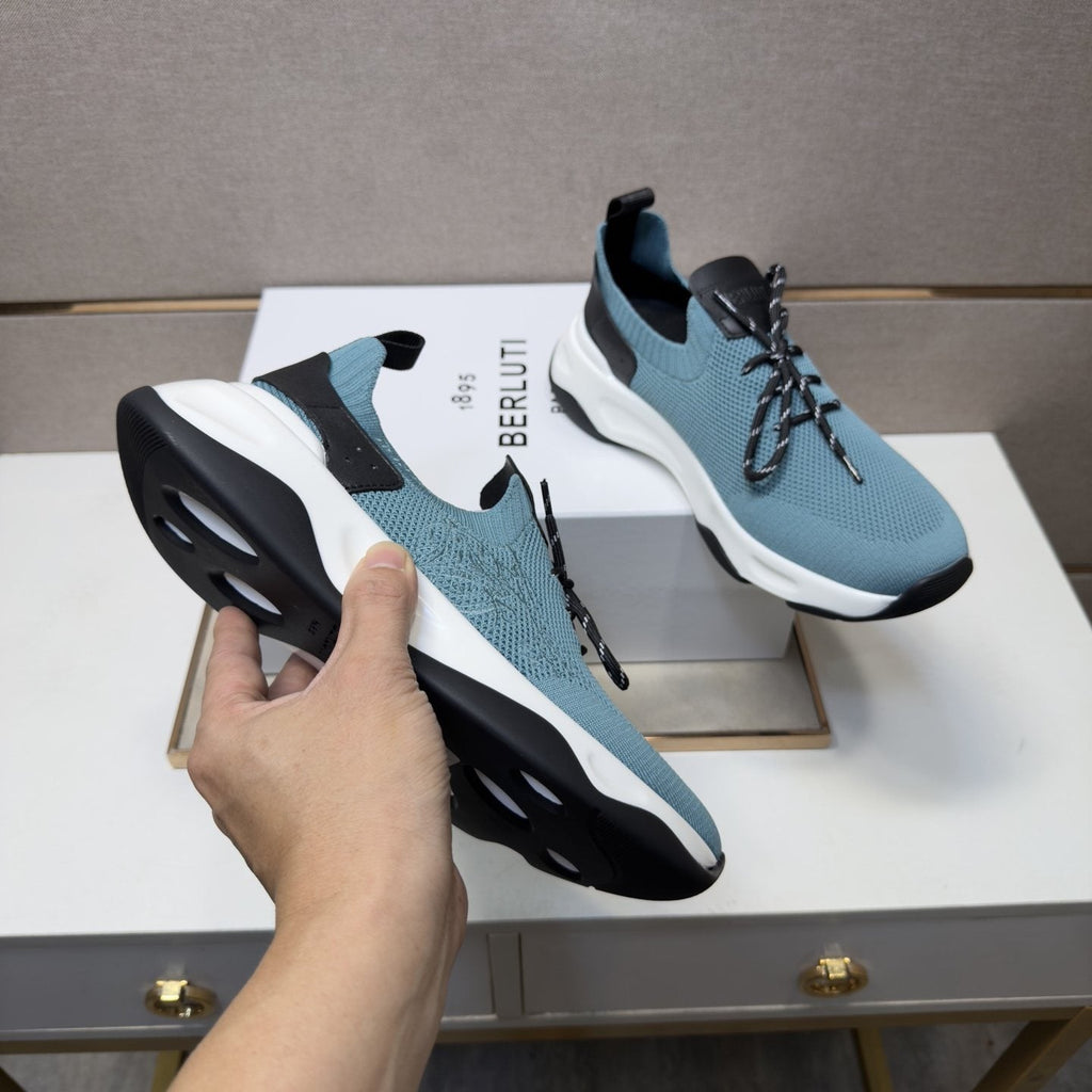 Berluti Dusty Blue Lace-Up Sneakers