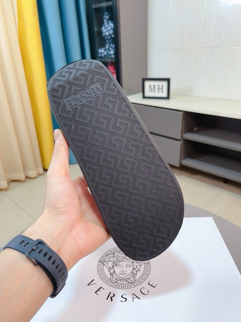 Versace Striped Slide Sandals
