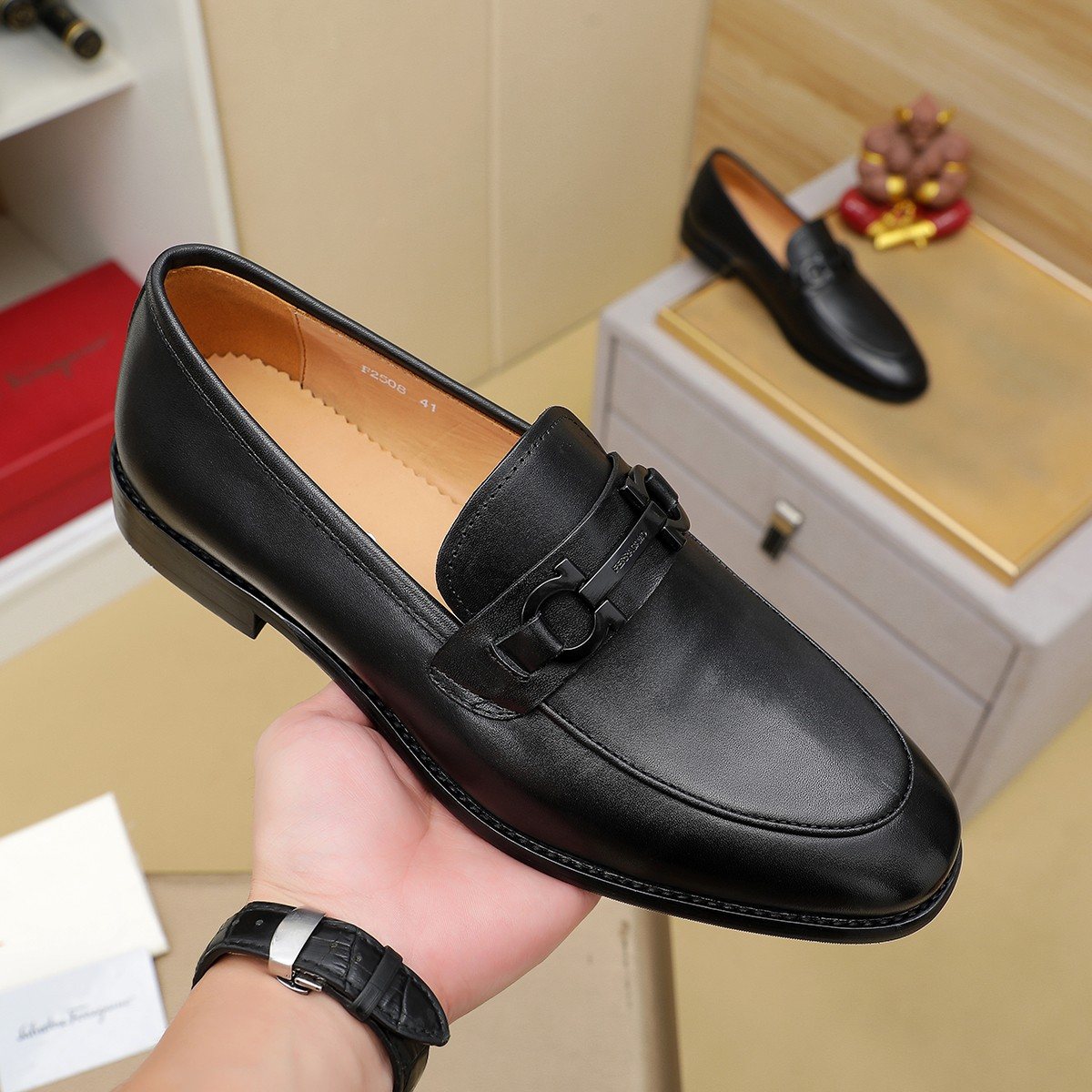 Ferragamo Brown Leather Bit Loafers