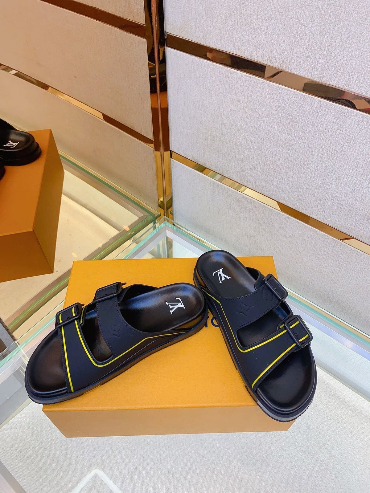 Louis Vuitton Men's Two-Buckle Slide Sandals