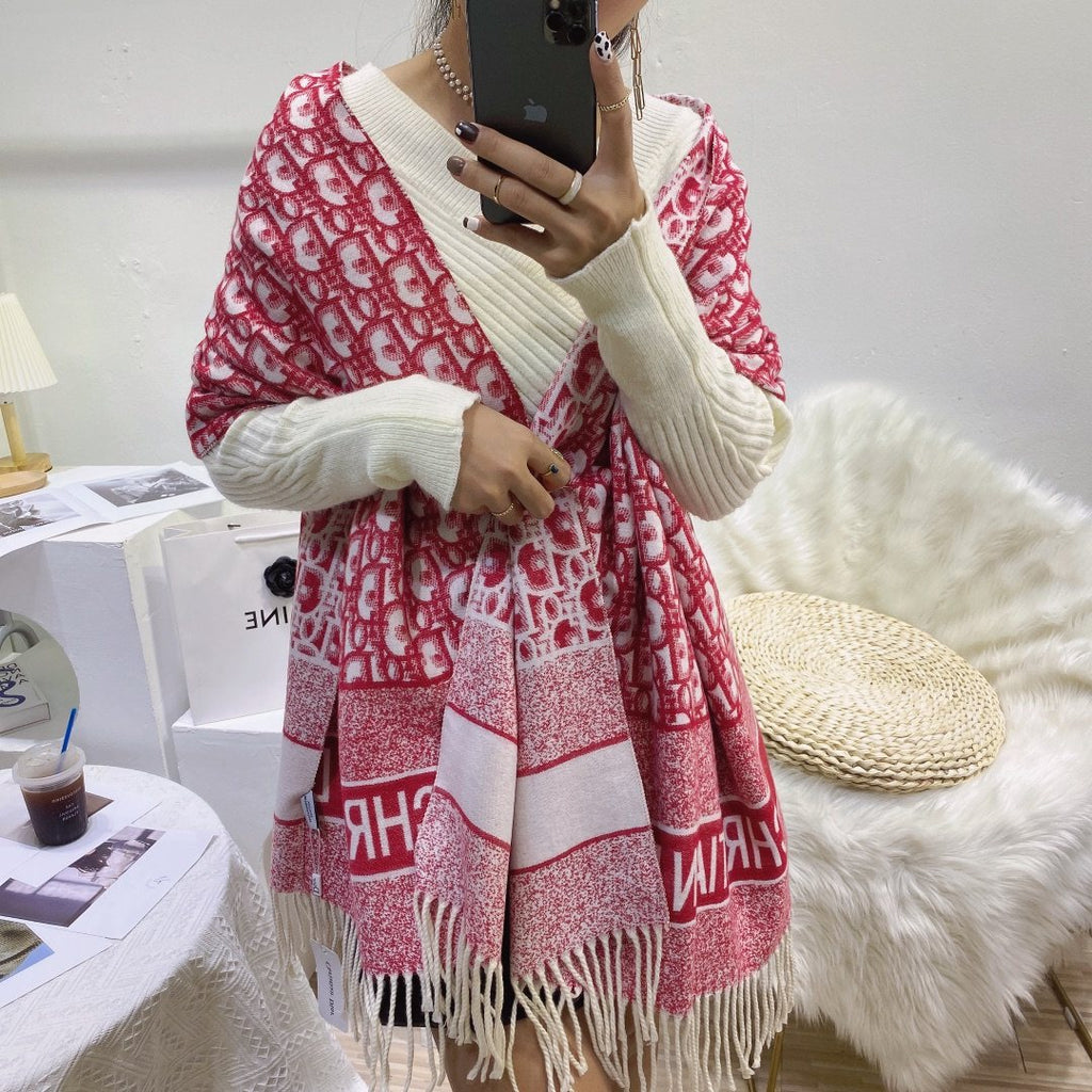 Dior Patterned Fringed Scarf