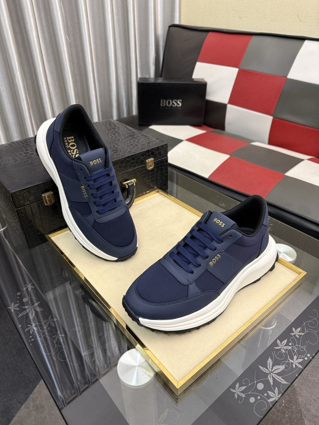 BOSS Men's Layered Low-Top Sneakers