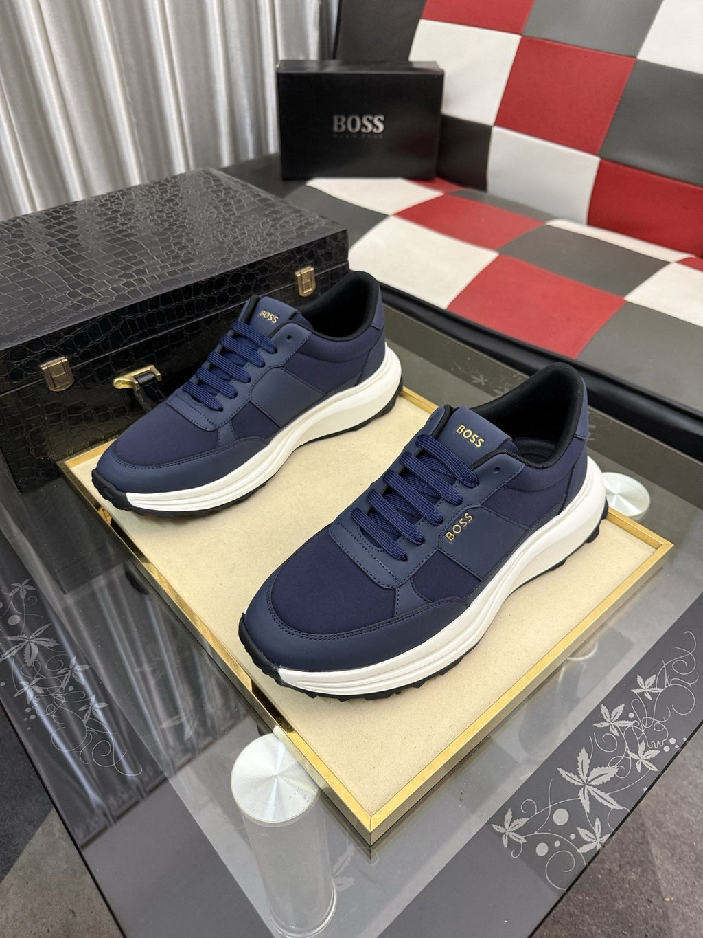 BOSS Men's Layered Low-Top Sneakers