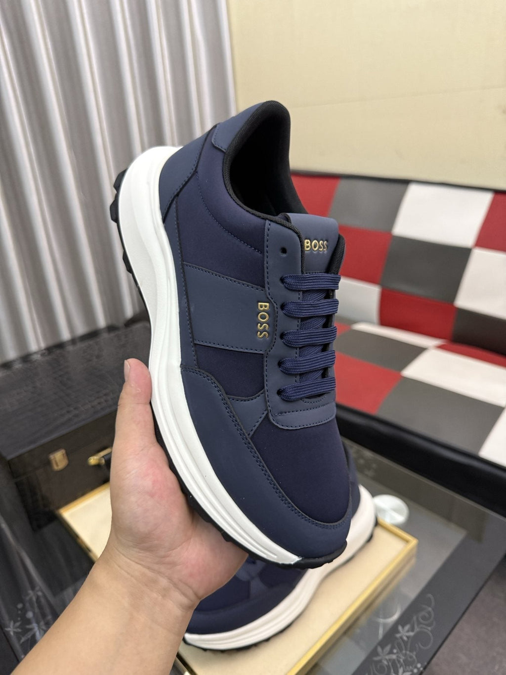 BOSS Men's Layered Low-Top Sneakers
