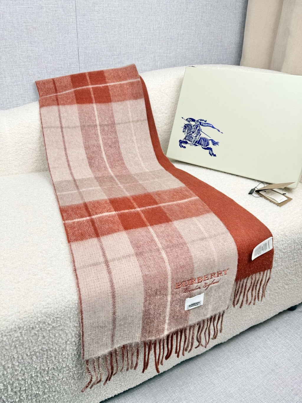Burberry Double-Sided Plaid Fringe Scarf