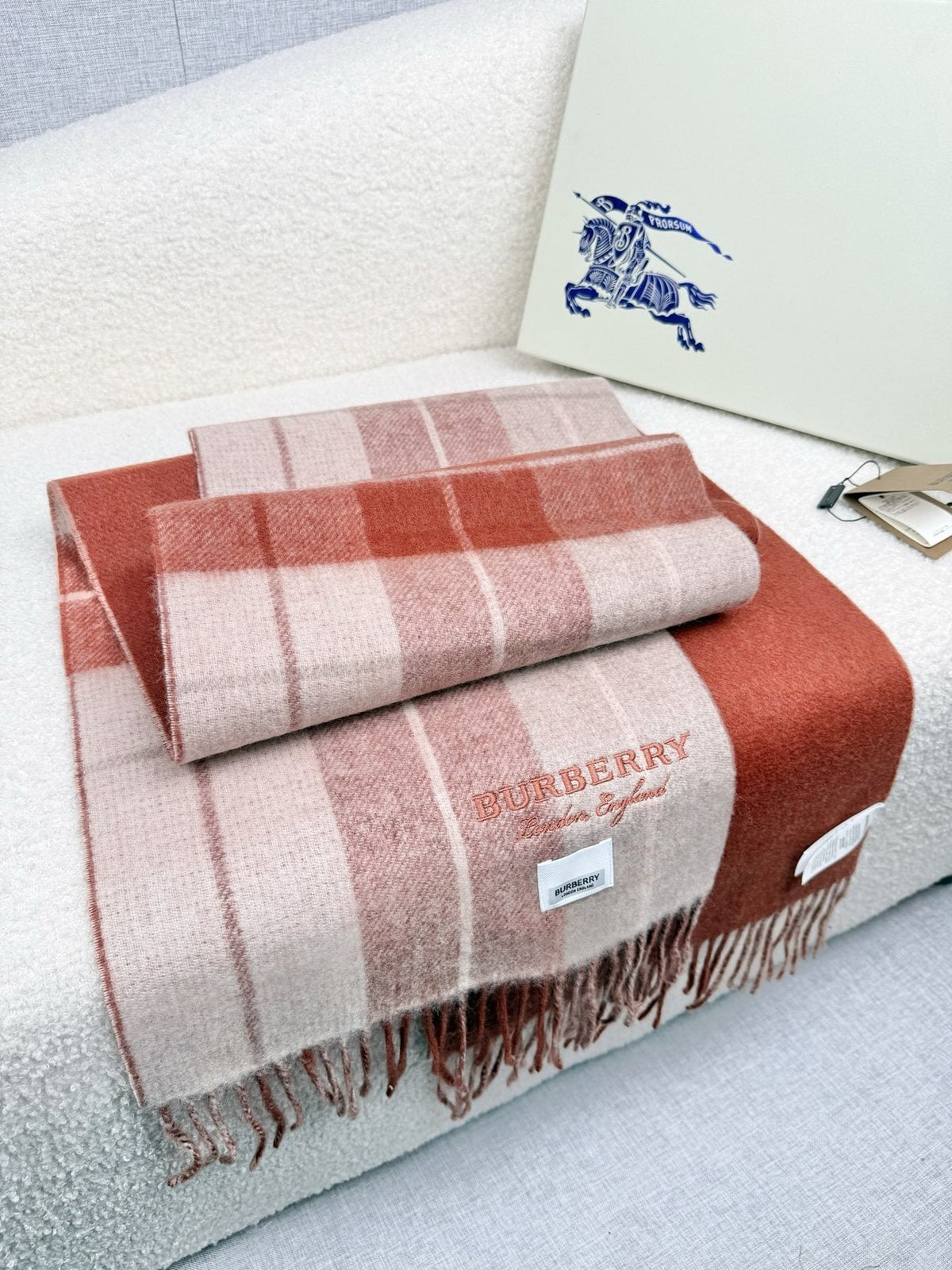 Burberry Double-Sided Plaid Fringe Scarf