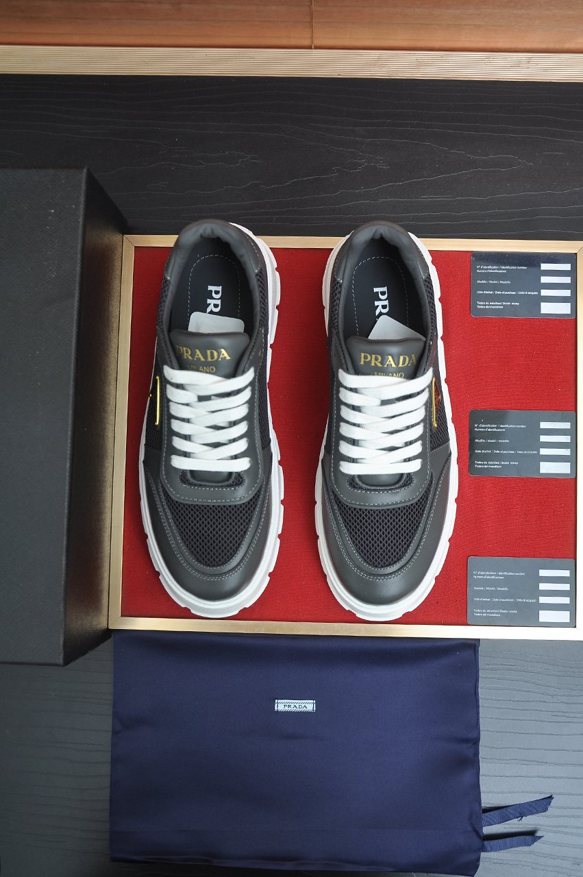 Prada Charcoal Gray & Black Low-Top Sneakers