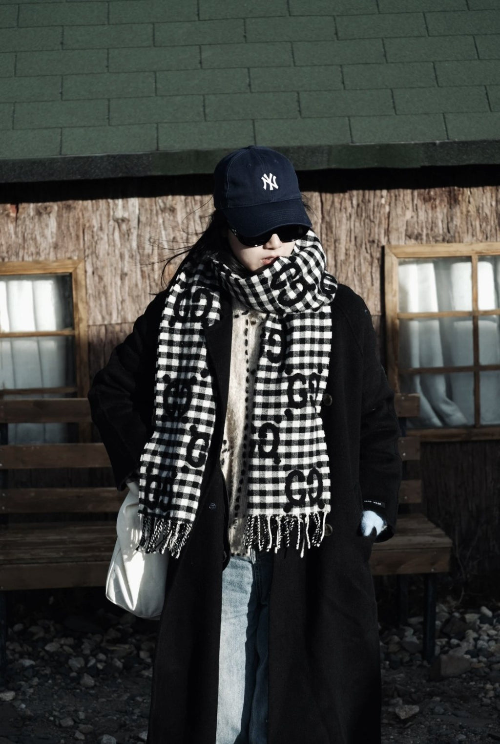 Gucci Check Fringed Scarf