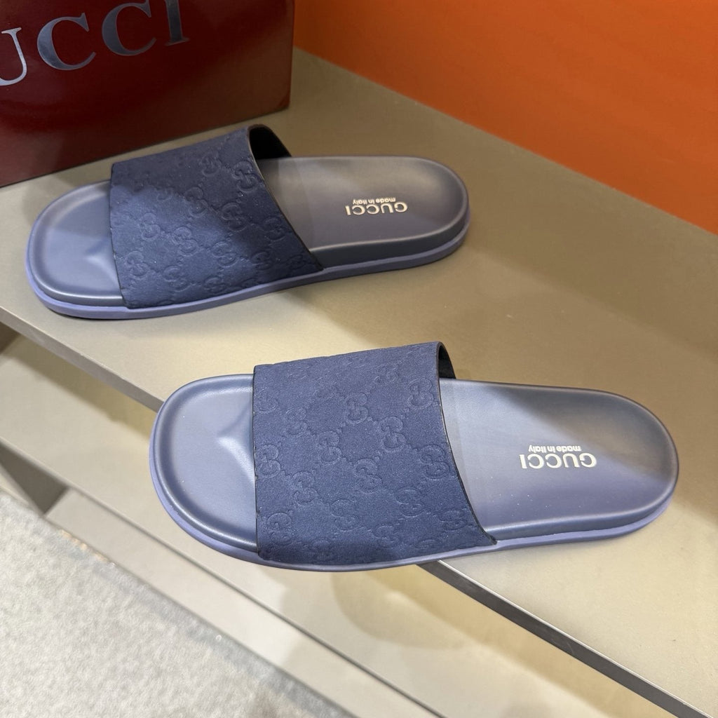 Gucci Men's Embossed Strap Slide Sandals