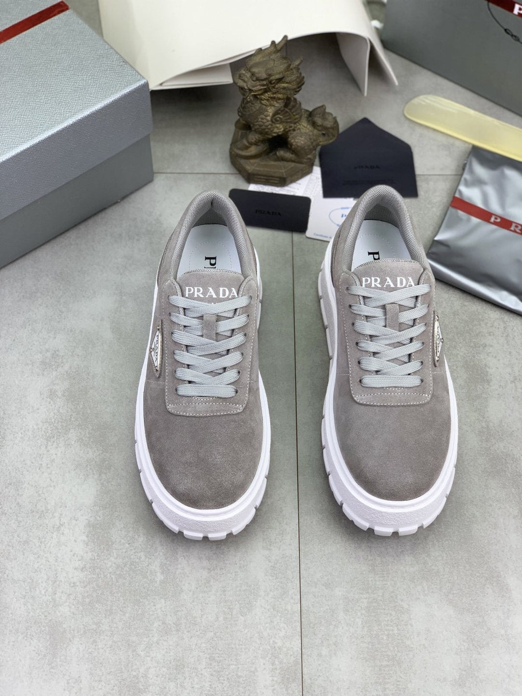 Prada Men's Lace-Up Sneakers with Ridged Soles