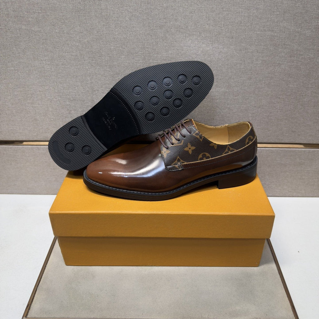 Louis Vuitton Patterned-Panel Lace-Up Dress Shoes