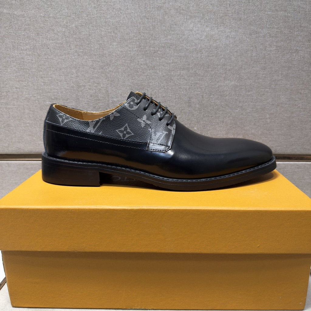 Louis Vuitton Patterned-Panel Lace-Up Dress Shoes