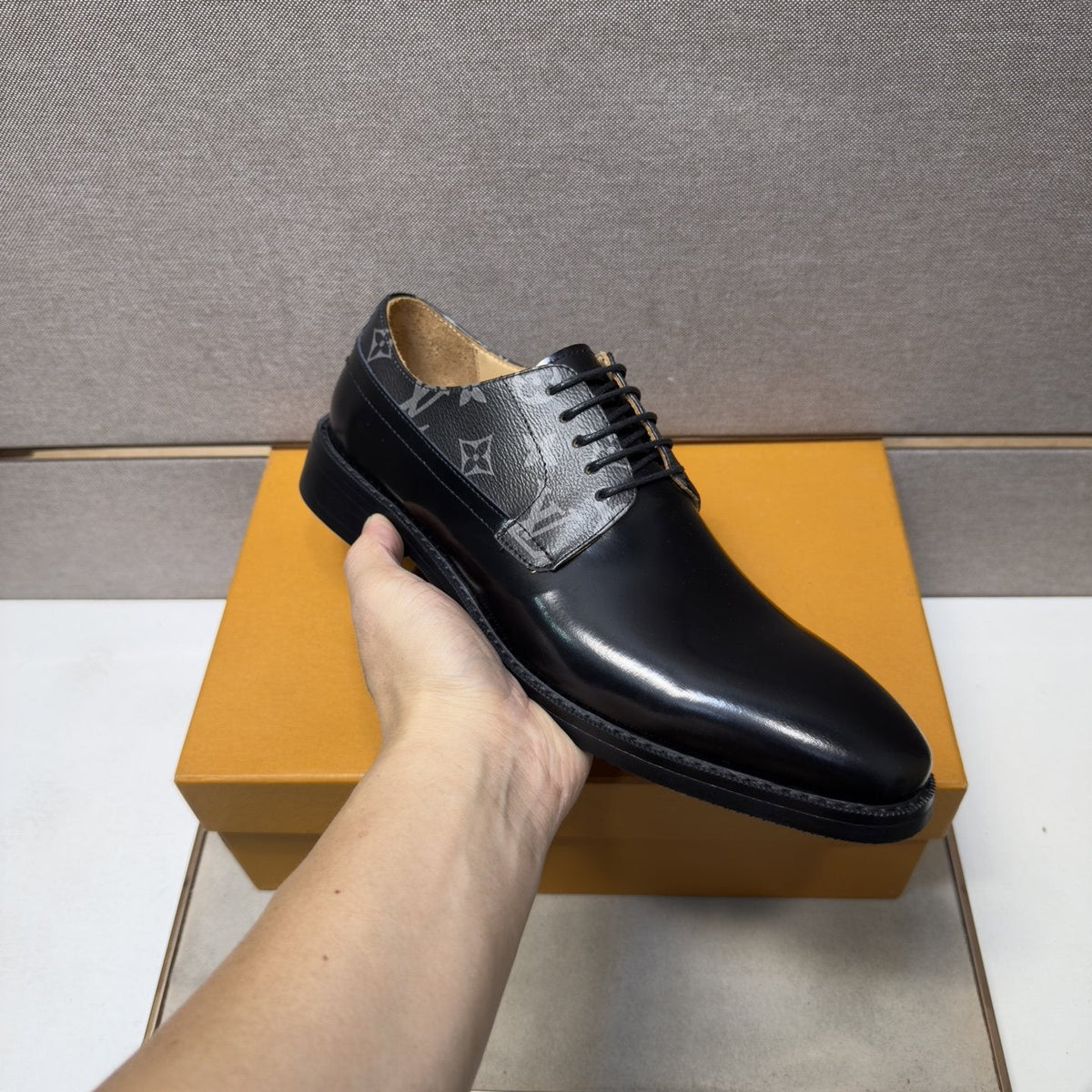 Louis Vuitton Patterned-Panel Lace-Up Dress Shoes