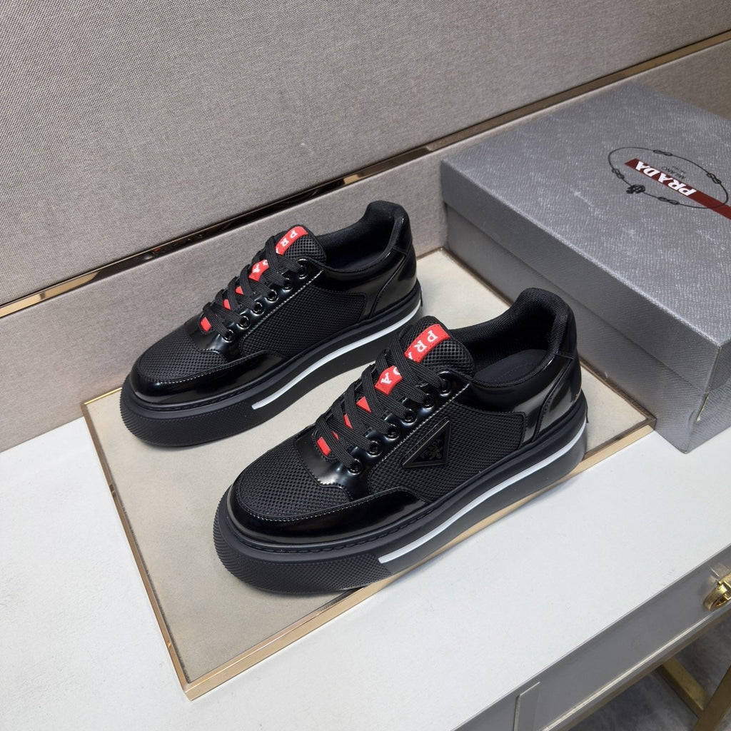 Prada Men's Contrast Panel Low-Top Sneakers