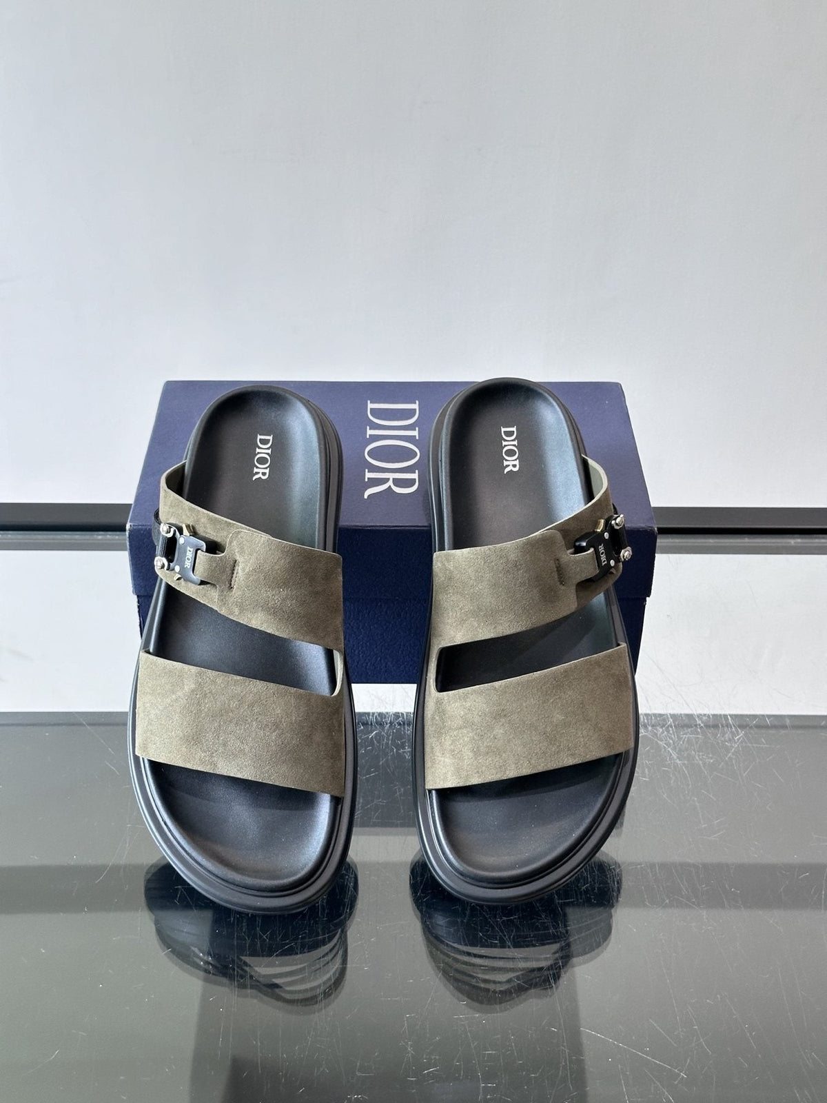 Dior Aqua Two-Strap Slide Sandals