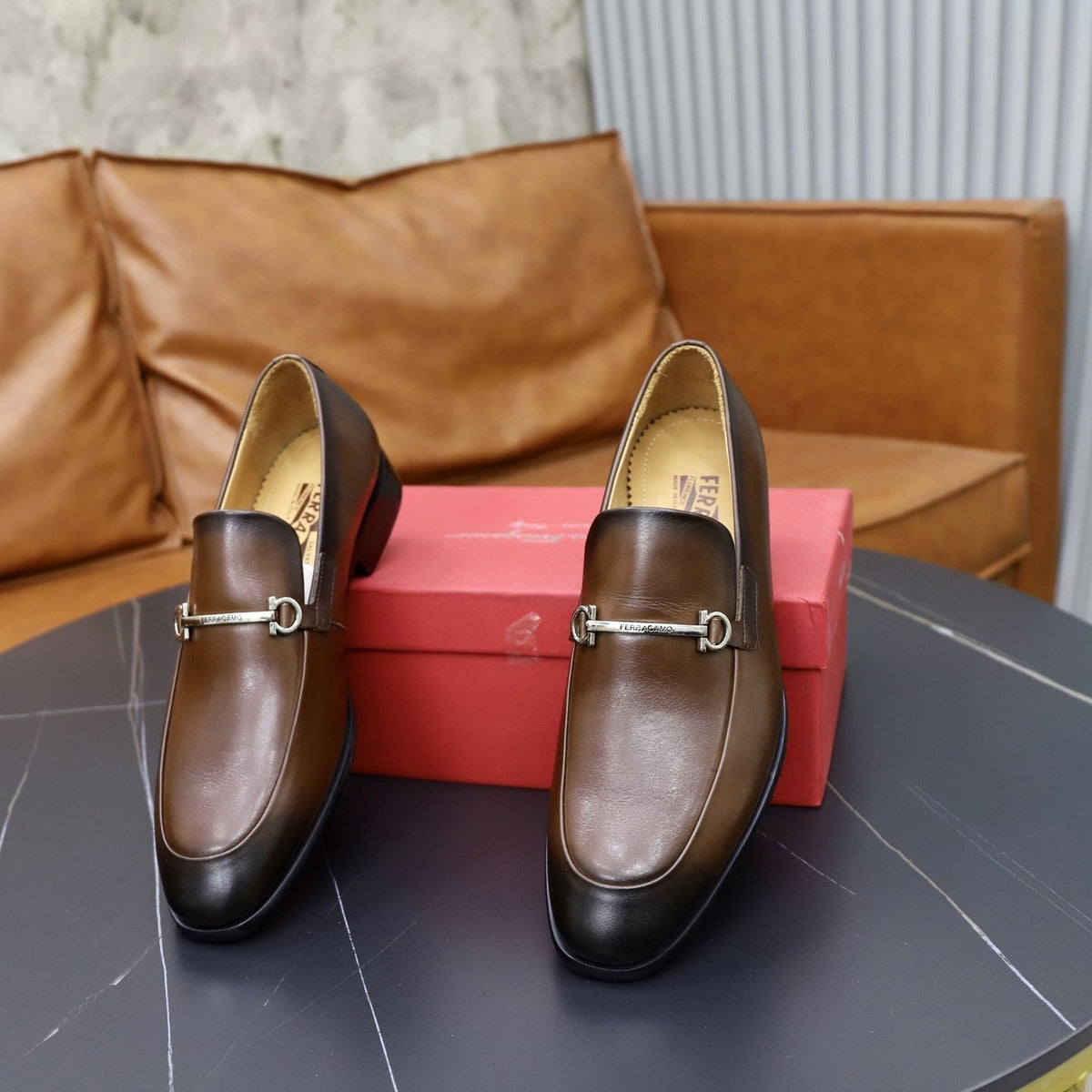 Salvatore Ferragamo Men's Leather-Look Hardware Loafers