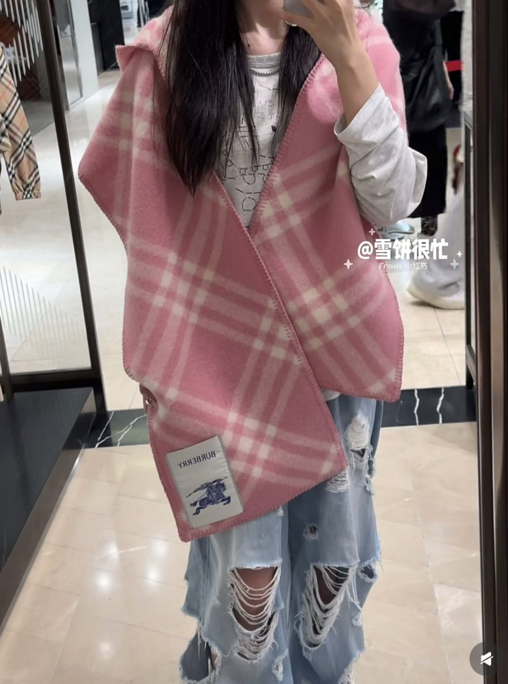 Burberry Plaid Hooded Scarf Wrap