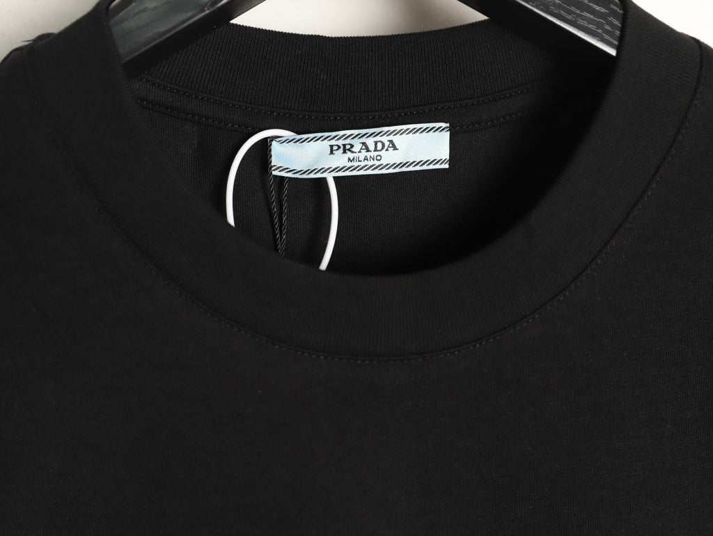 Prada Tonal Outlined Lettering T-Shirt - Black