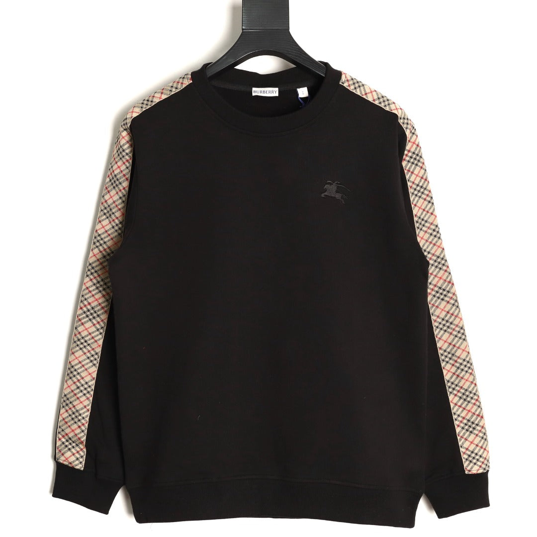 Burberry Check-Trim Crewneck Sweatshirt - Black