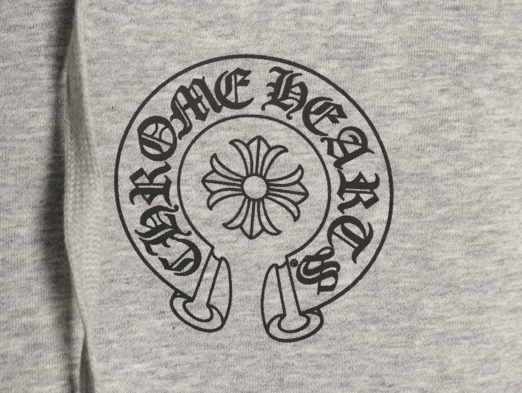 Chrome Hearts Horseshoe and Gothic-Lettering Zip Hoodie - Light Gray